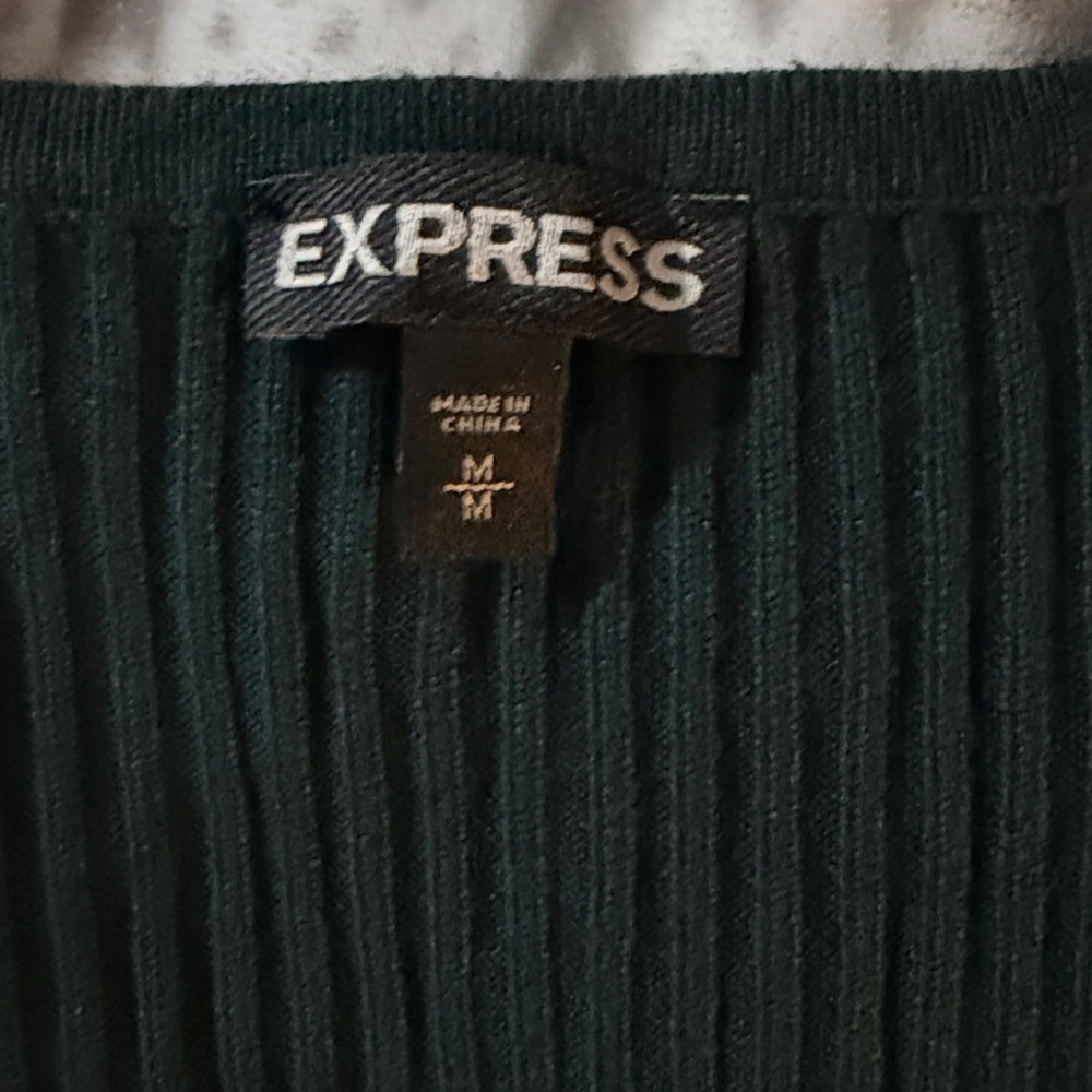 Express Dark Green Ribbed Dress - Picture 2 of 3